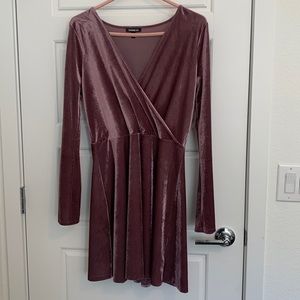 Express Velvet Long Sleeve Dress